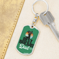 Best Buckin' Dad Ever Green Swivel Keychain Dog Tag Stainless Steel or 18k Gold-Express Your Love Gifts