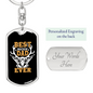 Best Buckin' Dad Ever Keychain Stainless Steel or 18k Gold Dog Tag Keyring-Express Your Love Gifts