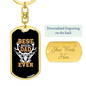 Best Buckin' Dad Ever Keychain Stainless Steel or 18k Gold Dog Tag Keyring-Express Your Love Gifts
