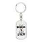 Best Buckin' Dad Keychain Stainless Steel or 18k Gold Dog Tag Keyring-Express Your Love Gifts
