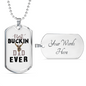 Best Buckin' Dad Necklace Stainless Steel or 18k Gold Dog Tag 24" Chain-Express Your Love Gifts