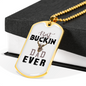 Best Buckin' Dad Necklace Stainless Steel or 18k Gold Dog Tag 24" Chain-Express Your Love Gifts