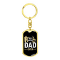 Best Buckin' Daddy Keychain Stainless Steel or 18k Gold Dog Tag Keyring-Express Your Love Gifts