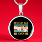 Best Cat Dad Ever Circle Necklace Stainless Steel or 18k Gold 18-22-Express Your Love Gifts