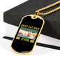 Best Cat Dad Ever Necklace Stainless Steel or 18k Gold Dog Tag 24" Chain-Express Your Love Gifts