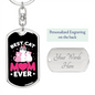 Best Cat Mom Ever Heart Keychain Stainless Steel or 18k Gold Dog Tag Keyring-Express Your Love Gifts