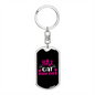 Best Cat Mom Ever Pink Heart Keychain Stainless Steel or 18k Gold Dog Tag Keyring-Express Your Love Gifts