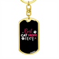 Best Cat Mom Ever Pink Keychain Stainless Steel or 18k Gold Dog Tag Keyring-Express Your Love Gifts