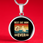 Best Cat Mom Ever SuCircle Necklace Stainless Steel or 18k Gold 18-22-Express Your Love Gifts