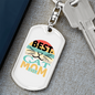 Best Cat Mom Ever White Keychain Stainless Steel or 18k Gold Dog Tag Keyring-Express Your Love Gifts