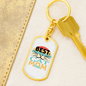 Best Cat Mom Ever White Keychain Stainless Steel or 18k Gold Dog Tag Keyring-Express Your Love Gifts