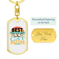 Best Cat Mom Ever White Keychain Stainless Steel or 18k Gold Dog Tag Keyring-Express Your Love Gifts