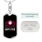 Best Cat Mom Ever White Red Keychain Stainless Steel or 18k Gold Dog Tag Keyring-Express Your Love Gifts