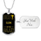 Best Clerk In The Galaxy Necklace Stainless Steel or 18k Gold Dog Tag w 24"-Express Your Love Gifts