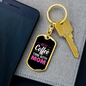 Best Coffee With Time Mom Keychain Stainless Steel or 18k Gold Dog Tag Keyring-Express Your Love Gifts