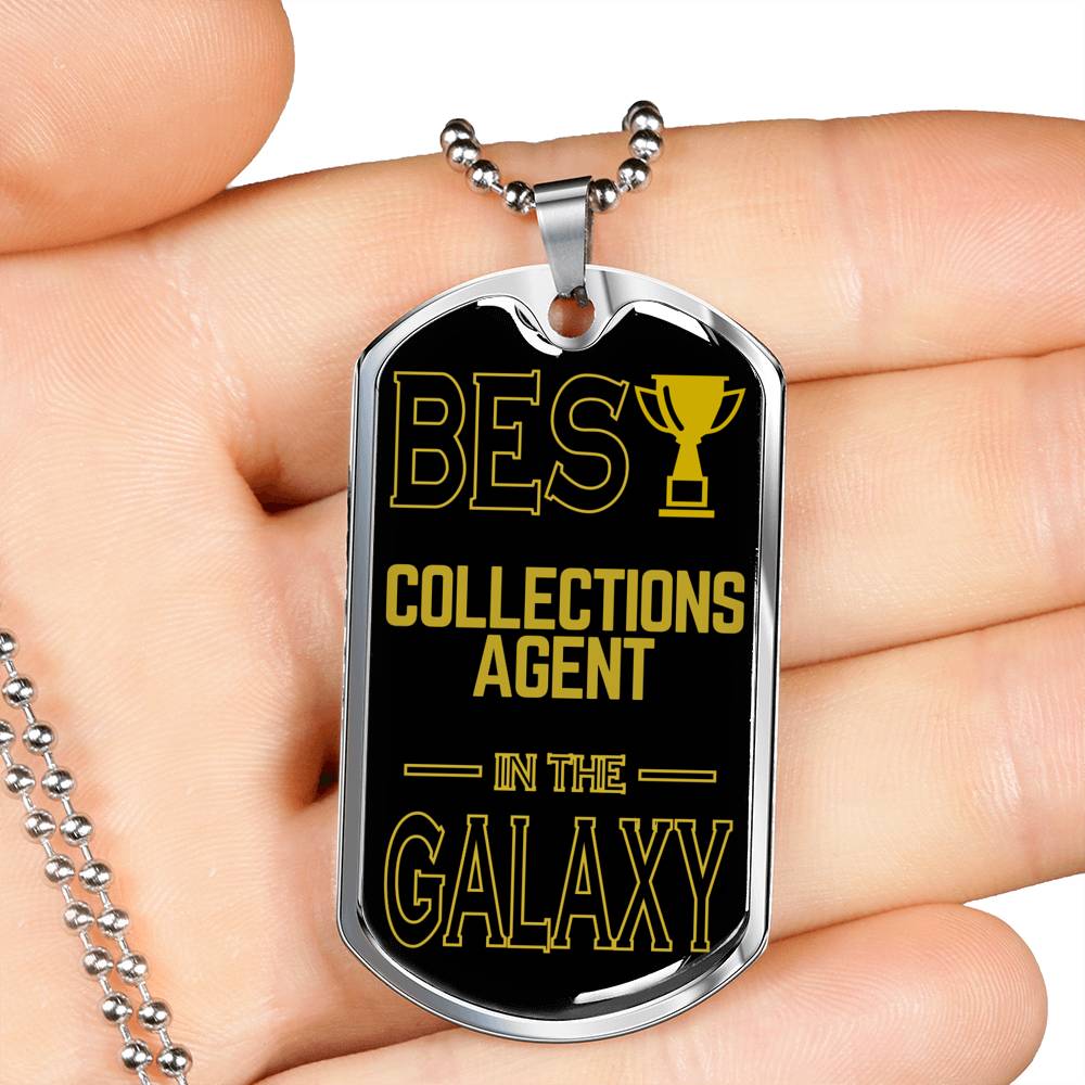 Best Collections Agent In The Galaxy Necklace Stainless Steel or 18k Gold Dog Tag w 24"-Express Your Love Gifts