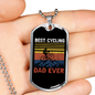 Best Cycling Dad Ever Cycling Necklace Stainless Steel or 18k Gold Dog Tag 24"-Express Your Love Gifts