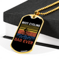 Best Cycling Dad Ever Cycling Necklace Stainless Steel or 18k Gold Dog Tag 24"-Express Your Love Gifts