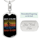 Best Cycling Dad Ever Keychain Stainless Steel or 18k Gold Dog Tag Keyring-Express Your Love Gifts