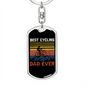 Best Cycling Dad Ever Keychain Stainless Steel or 18k Gold Dog Tag Keyring-Express Your Love Gifts