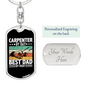 Best Dad By Night Swivel Keychain Woodworker Dog Tag Stainless Steel or 18k Gold-Express Your Love Gifts