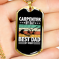 Best Dad By Night Woodworker Dog Tag Stainless Steel or 18k Gold W 24"-Express Your Love Gifts