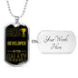 Best Developer In The Galaxy Necklace Stainless Steel or 18k Gold Dog Tag w 24"-Express Your Love Gifts