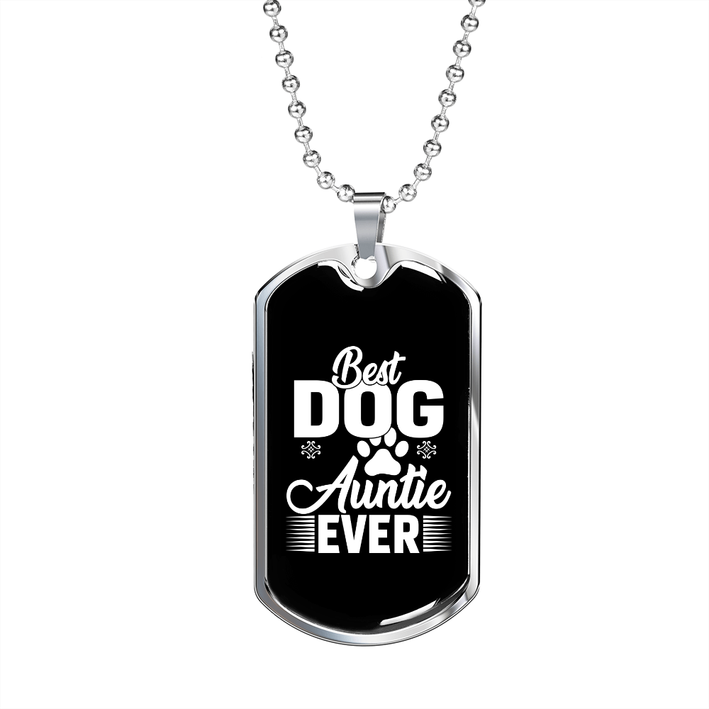 Best Dog Auntie Ever Necklace Stainless Steel or 18k Gold Dog Tag 24" Chain-Express Your Love Gifts