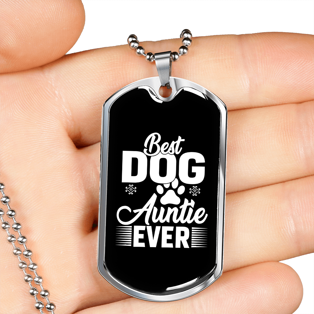 Best Dog Auntie Ever Necklace Stainless Steel or 18k Gold Dog Tag 24" Chain-Express Your Love Gifts