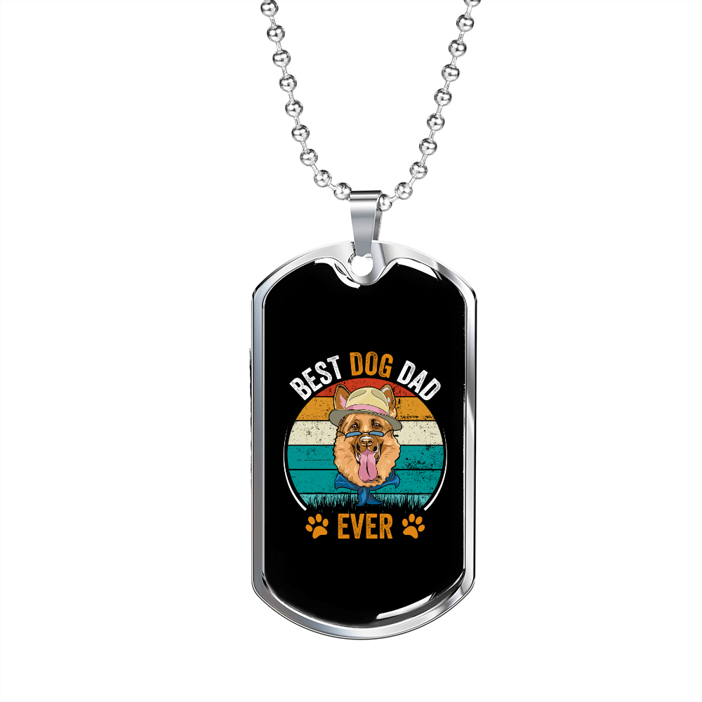 Best Dog Dad Ever Necklace Stainless Steel or 18k Gold Dog Tag 24" Chain-Express Your Love Gifts