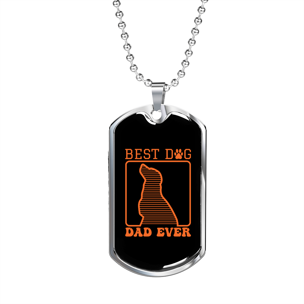 Best Dog Dad Ever Orange Necklace Stainless Steel or 18k Gold Dog Tag 24" Chain-Express Your Love Gifts