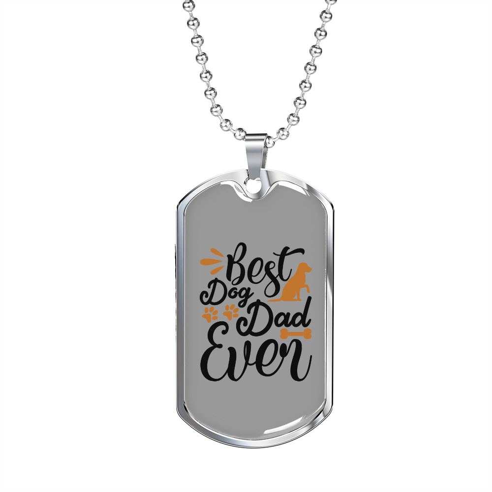 Best Dog Dad Ever Transparent Necklace Stainless Steel or 18k Gold Dog Tag 24" Chain-Express Your Love Gifts