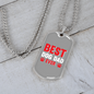 Best Dog Dad Ever Transparent Red Necklace Stainless Steel or 18k Gold Dog Tag 24" Chain-Express Your Love Gifts