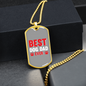 Best Dog Dad Ever Transparent Red Necklace Stainless Steel or 18k Gold Dog Tag 24" Chain-Express Your Love Gifts