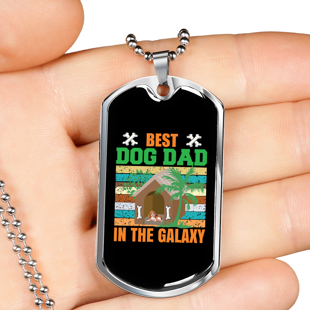 Best Dog Dad Necklace Stainless Steel or 18k Gold Dog Tag 24" Chain-Express Your Love Gifts