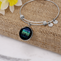 Best Dog Mom Ever Blue Green Bracelet Stainless Steel or 18k Gold Circle Bangle-Express Your Love Gifts