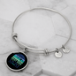 Best Dog Mom Ever Blue Green Bracelet Stainless Steel or 18k Gold Circle Bangle-Express Your Love Gifts