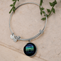 Best Dog Mom Ever Blue Green Bracelet Stainless Steel or 18k Gold Circle Bangle-Express Your Love Gifts