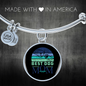 Best Dog Mom Ever Blue Green Bracelet Stainless Steel or 18k Gold Circle Bangle-Express Your Love Gifts