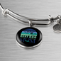 Best Dog Mom Ever Blue Green Bracelet Stainless Steel or 18k Gold Circle Bangle-Express Your Love Gifts