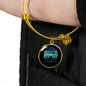 Best Dog Mom Ever Blue Green Bracelet Stainless Steel or 18k Gold Circle Bangle-Express Your Love Gifts