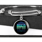 Best Dog Mom Ever Blue Green Bracelet Stainless Steel or 18k Gold Circle Bangle-Express Your Love Gifts