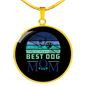 Best Dog Mom Ever Blue Green Circle Necklace Stainless Steel or 18k Gold 18-22"-Express Your Love Gifts