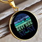 Best Dog Mom Ever Blue Green Circle Necklace Stainless Steel or 18k Gold 18-22"-Express Your Love Gifts