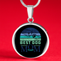 Best Dog Mom Ever Blue Green Circle Necklace Stainless Steel or 18k Gold 18-22"-Express Your Love Gifts