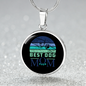 Best Dog Mom Ever Blue Green Circle Necklace Stainless Steel or 18k Gold 18-22"-Express Your Love Gifts