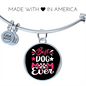 Best Dog Mom Ever Bracelet Stainless Steel or 18k Gold Circle Bangle-Express Your Love Gifts