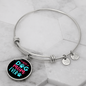 Best Dog Mom Ever Pink Blue Bracelet Stainless Steel or 18k Gold Circle Bangle-Express Your Love Gifts