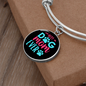 Best Dog Mom Ever Pink Blue Bracelet Stainless Steel or 18k Gold Circle Bangle-Express Your Love Gifts