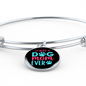 Best Dog Mom Ever Pink Blue Bracelet Stainless Steel or 18k Gold Circle Bangle-Express Your Love Gifts